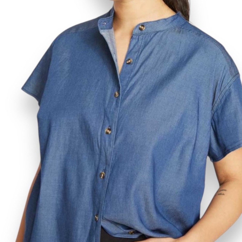 Universal Standard cap sleeve chambray shirt sz 30 NWT